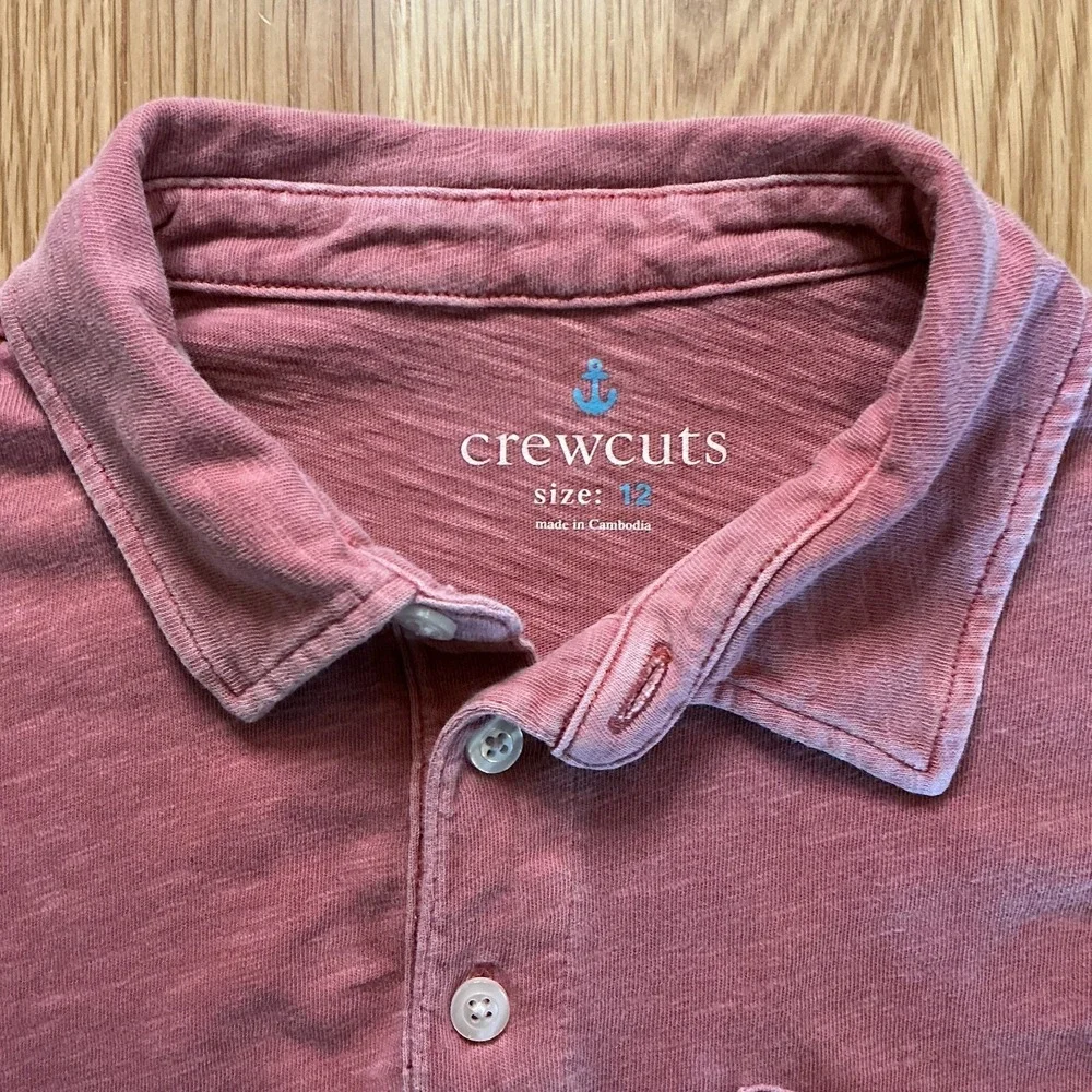 Crewcuts J Crew Polo Shirt Boys Size 12 Pink Heather Cotton Short Sleeve AJ064
